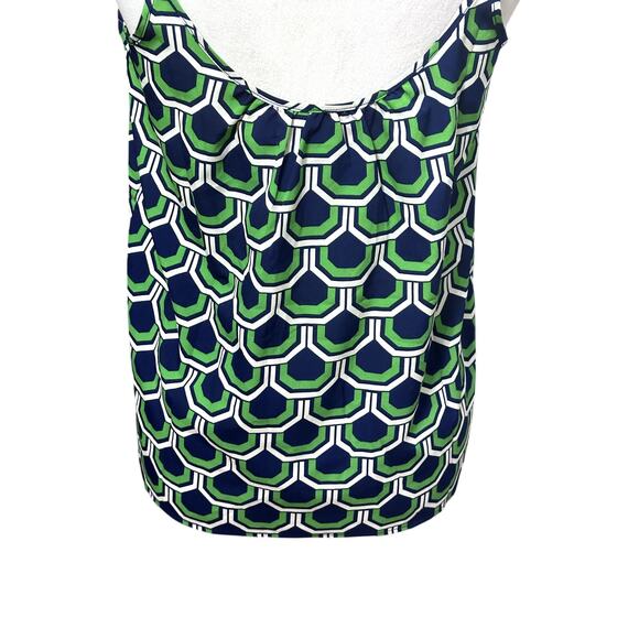 Macbeth Collection Top Tank Geometric Pattern Low Back Sleeveless Green Blue XS - Picture 6 of 8